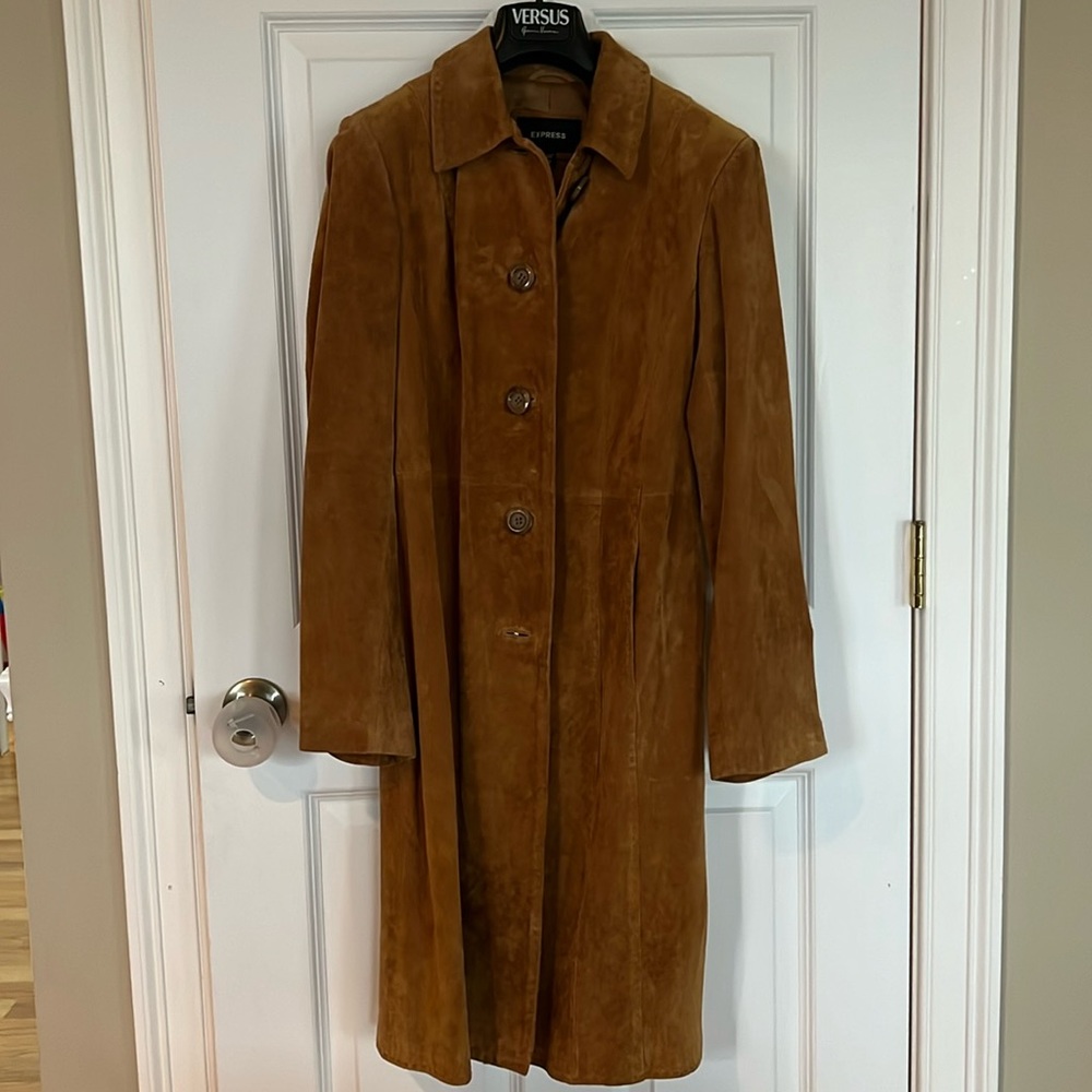 Express camel colored leather suede jacket size 5/6
